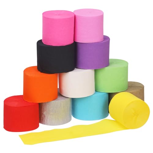 Mardatt 12 Rolls Crepe Paper Streamers, 984Ft Crepe Paper in 12 Colors Crepe Paper Streamers for Rainbow Party Wedding Decoration(1.77 in x Approx. 82 Ft/Roll) von Mardatt