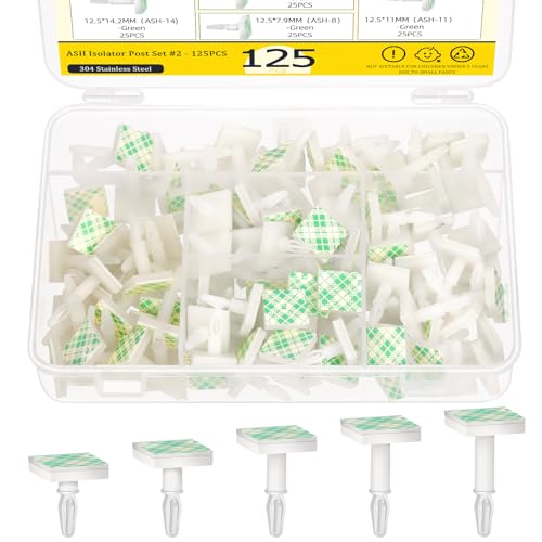 Mardatt 125Pcs 5 Größen Sticky PCB Abstandshalter, 0.62" 0.55" 0.43" 0.31" 0.18" Traghöhe Klebende isolierte Abstandshalter Sticky Reverse Mount PCB Abstandshalter für 0.12" Loch PC Board von Mardatt