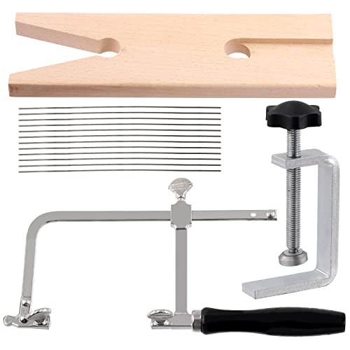 Mardatt 14Pcs 3 in 1 Professional Jewelers Saw Kit Includes V-Slot Bench Pin Clamp, Adjustable Saw Frame and Piercing Coping Saw Blades Jewelers Tools for Metal Wood Wax Ring Precision Cutting von Mardatt