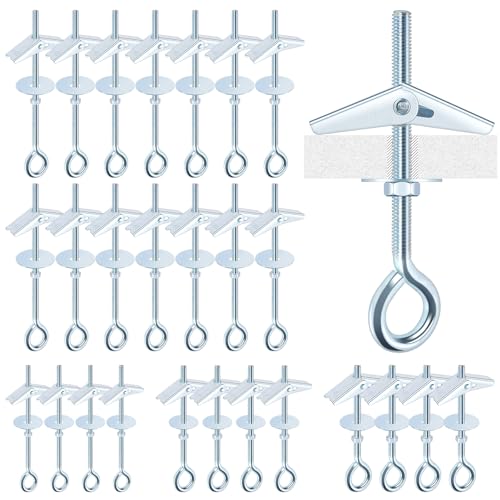 Mardatt 15 Stück M4 x 75mm Federklappdübel Ösenschrauben Toggle Bolt, Spring Toggle Bolts Butterfly Anchors Butterfly Toggle Anchors with Wing Nut for Hanging Lamps Heavy Items von Mardatt