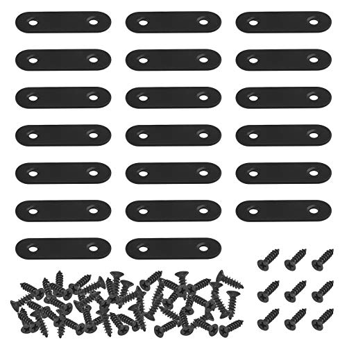 Mardatt 20 Sets, 50 x 16 mm, Edelstahl, schwarz, gerade Halterung, Reparaturplatten für Holz, robuste, flache gerade Strebenverbindung mit Befestigungsschrauben Mardatt 20 Sets, 50 x 16 mm, Edelstahl, schwarz, gerade Halterung, Reparaturplatten für Holz, robuste, flache gerade Strebenverbindung mit Befestigungsschrauben von Mardatt