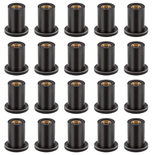 Mardatt 20 Stück M4 Neoprene Well Nuts Neopren Expansion Messing Muttern Gummi Expansion Messing Kupfer Bolzen Well Mutter Windschutzscheibe Verkleidung Befestigungsmuttern für Kajak Motorrad Boot von Mardatt