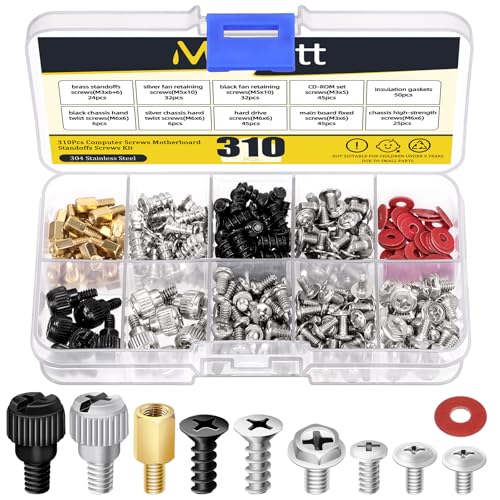 Mardatt 310 Stück Computer Schrauben Motherboard Standoffs Schrauben Kit, PC Computer Schrauben Kit Laptop Schrauben Motherboard-Schrauben für Universal Motherboard, HDD, SSD, Festplatte, Gehäuse von Mardatt