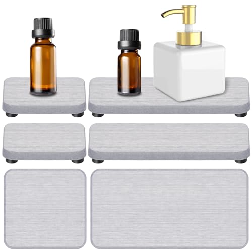 Mardatt 4-in-1 Kieselgur Seifenschale Set, wasserabsorbierende Kieselgur Tablett, Kieselgur Untersetzer Seifenhalter, wasserabsorbierende Stein Tablett Stein Seife Tablett für Küche Bad (grau) von Mardatt