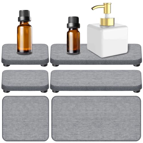 Mardatt 4-in-1 Kieselgur Seifenschale Set, wasserabsorbierende Kieselgur Tablett, Kieselgur Untersetzer Seifenhalter, wasserabsorbierende Stein Tablett Stein Seife Tablett für Küche Bad (dunkelgrau) von Mardatt