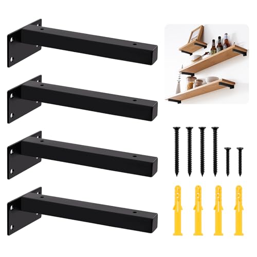 Mardatt 4Pcs 10” White Shelf Bracket with Screws and Anchors, Floating Shelf Brackets Heavy Duty Shelf Supports Mounted Shelf Brackets Hidden L Shelf Bracket for Shelves Support von Mardatt