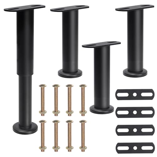 Mardatt 8Pcs 15-25cm/6-10 inch Adjustable Height Steel Bed Support Legs, Frame Center Slats Heavy Support Leg for Bed Frame Bed Center Slat Furniture(Black) von Mardatt