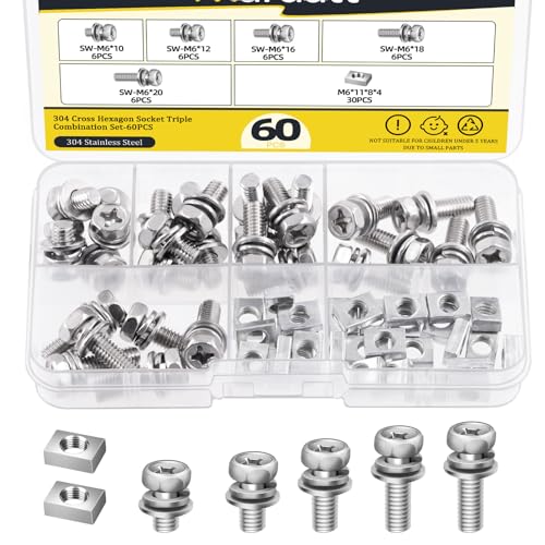 Mardatt 60Pcs Stainless Steel Battery Bolts and Nuts, M6 x 10/12/16/18/20mm Motorcycle Battery Terminal Nuts and Bolt Kit, Motorcycle Battery Screw and Square Nuts for ATV Bike Scooter Battery Mardatt 60Pcs Stainless Steel Battery Bolts and Nuts, M6 x 10/12/16/18/20mm Motorcycle Battery Terminal Nuts and Bolt Kit, Motorcycle Battery Screw and Square Nuts for ATV Bike Scooter Battery von Mardatt