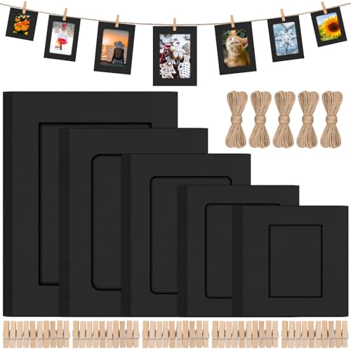 Mardatt Cardboard Picture Frames, 50 Set schwarzes Papier Bilderrahmen, umfasst 3" 4“ 5" 6“ 7“ Karton hängenden Fotorahmen mit hölzernen Klammern, Schnüre für Home Decor Mardatt Cardboard Picture Frames, 50 Set schwarzes Papier Bilderrahmen, umfasst 3" 4“ 5" 6“ 7“ Karton hängenden Fotorahmen mit hölzernen Klammern, Schnüre für Home Decor von Mardatt
