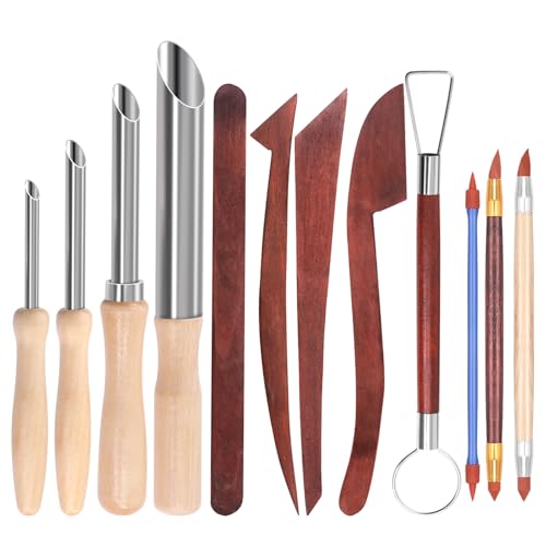 Mardatt Clay Hole Cutter Tool Kit enthält Ton Lochschneider für Töpferei, Holz Ton Modellierung Werkzeuge, Silikon Ton Sculpting Tool, Ton Töpferei Carving Tool für Töpferei Keramik Sculpting von Mardatt