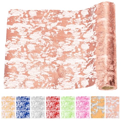 Mardatt Glitter Metallische Tischläufer, 11 Zoll x 30 Fuß dünne Mesh Funkel Tischdecken Funkel Rechteck Laufer Rolle für Hochzeit Brautdusche Weihnachten (Roségold) von Mardatt