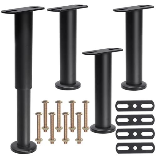 Mardatt 4Set 18-33CM/7-13 Inch Adjustable Height Steel Bed Support Legs, Black Frame Center Slats Heavy Support Leg Heavy Duty Bed Replacement Legs Bed Slats Support Legs for Bed Frame Sofa Cabinet von Mardatt