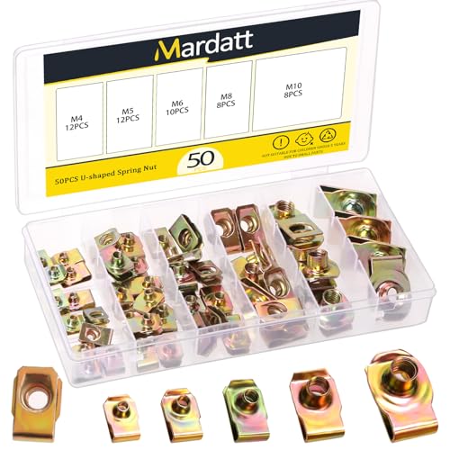 Mardatt 50 Stück M4 M5 M6 M8 M10 Auto Auto U-Clip, Automobil U-Mutter Clips U-Stil Clip-On-Muttern U-Befestigungsklammer U-Clip-Muttern für Motor Fender Stoßfänger Dash Tür Panel Innenraum verzinkt von Mardatt
