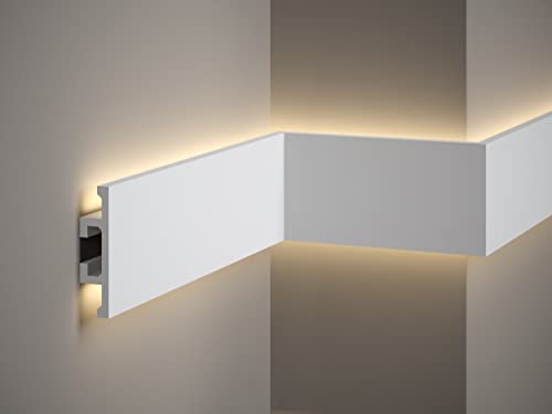 MARDOM DECOR - QL017 ScratchShield® & LightGuard® Wandleiste | Stuckleiste für indirekte LED Beleuchtung konzipiert I 200 cm x 10 cm x 2,5 cm von Mardom Decor
