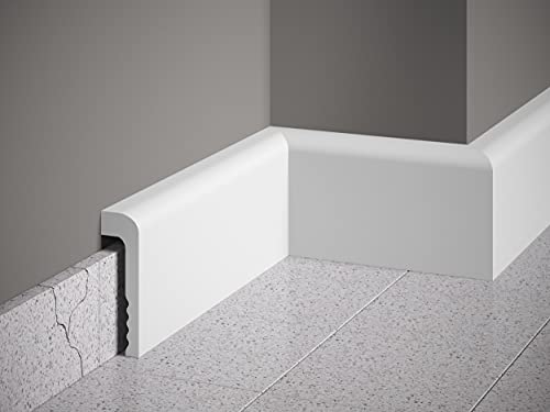 Mardom Decor | MD005 | Abdeckleiste für Fliesensockel | 200 x 11,0 x 2,2 cm | Sockel Einbautiefe bis (8,7 cm x 1,3 cm) | härter als Holz von Mardom Decor