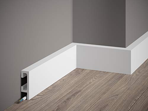 MARDOM DECOR Sockelleiste I QL019 ScratchShield® & LightGuard® I Kabelkanal Fußbodenleiste Abdeckleiste I 200 cm x 8,0 cm x 2,5 cm von Mardom Decor