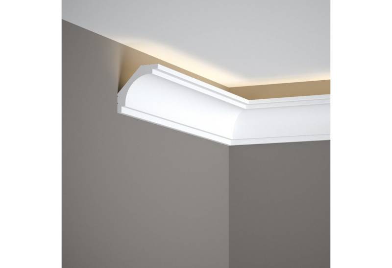 Mardom Deckenleiste MD145 Polyforce 60 x 60 x 2000 mm Weiß Stuckleiste Lichtleiste, Kleben, Polystyrol von Mardom