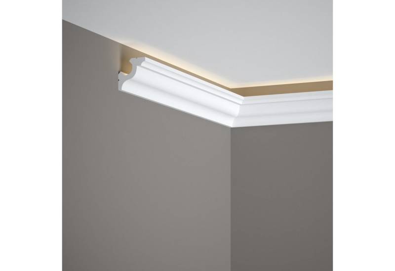 Mardom Deckenleiste MD172 Polyforce 40 x 40 x 2000 mm Weiß Stuckleiste Lichtleiste, Kleben, Polystyrol von Mardom