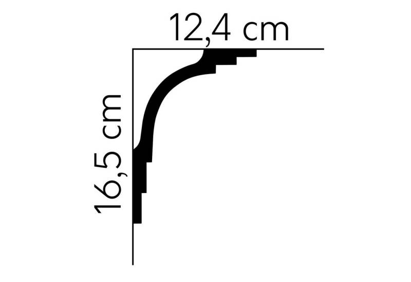 Mardom Deckenleiste MDB104 Profoam 124 x 165 x 2000 mm Weiß Stuckleiste Modern, Kleben, Polyurethan von Mardom
