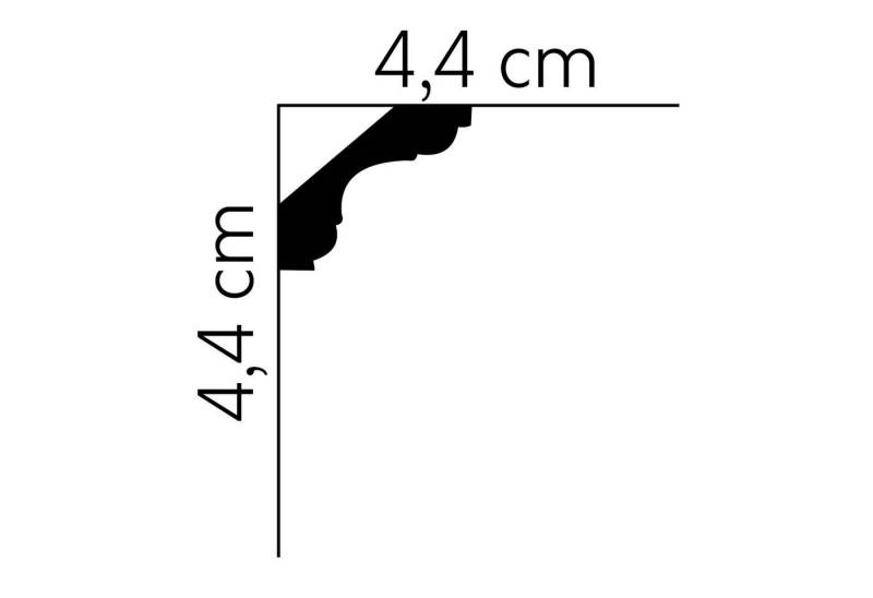 Mardom Deckenleiste MDB112 Profoam 44 x 44 x 2000 mm Weiß sehr kleine Stuckleiste, Kleben, Polyurethan von Mardom