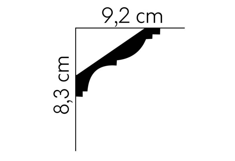 Mardom Deckenleiste MDB117 Profoam 92 x 83 x 2000 mm Weiß Stuckleiste Klassisch, Kleben, Polyurethan von Mardom