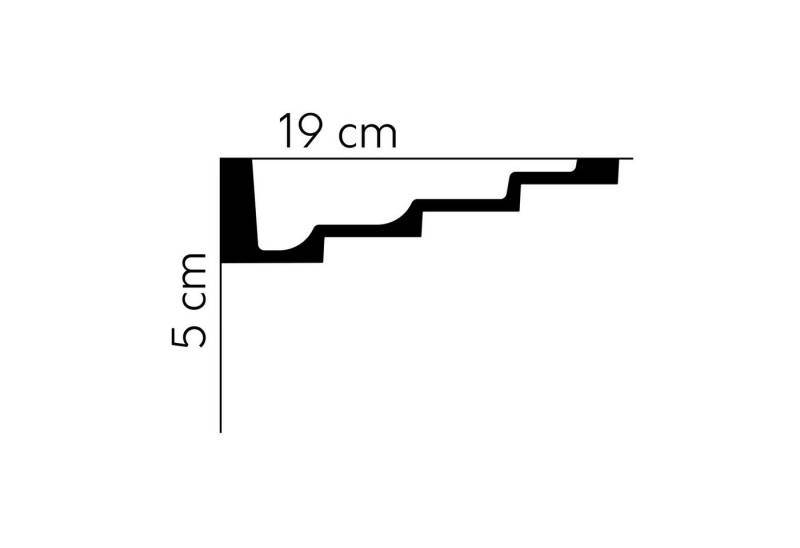 Mardom Deckenleiste MDB130 Profoam 190 x 50 x 2000 mm Weiß Stuckleiste Deckenumrandung, Kleben, Polyurethan von Mardom