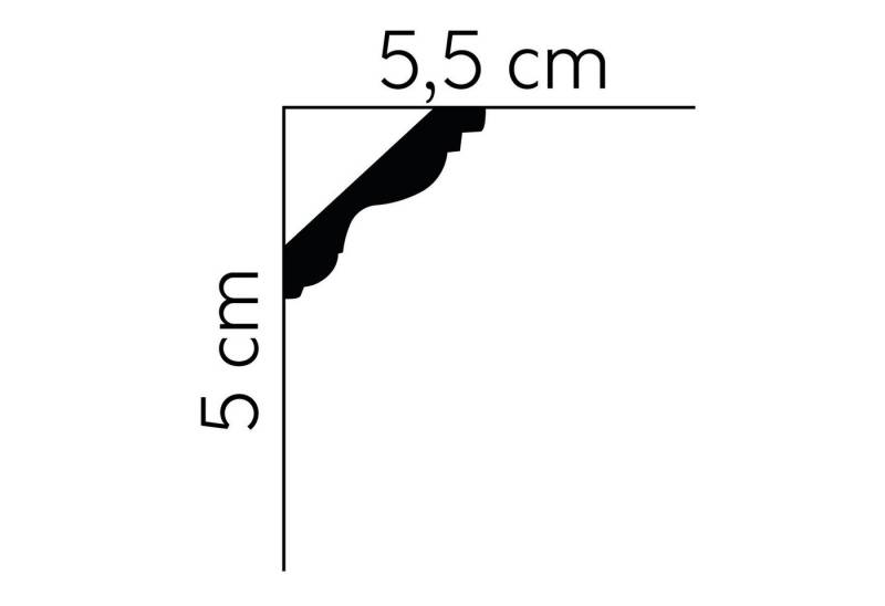 Mardom Deckenleiste MDB147 Profoam 55 x 50 x 2000 mm Weiß Stuckleiste Modern, Kleben, Polyurethan von Mardom