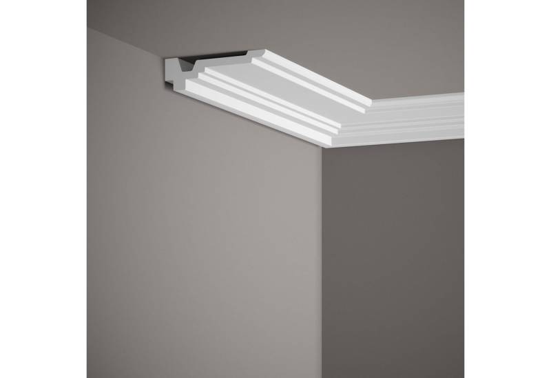 Mardom Deckenleiste MDB162 Profoam 105 x 32 x 2000 mm Weiß Stuckleiste Deckenumrandung, Kleben, Polyurethan von Mardom