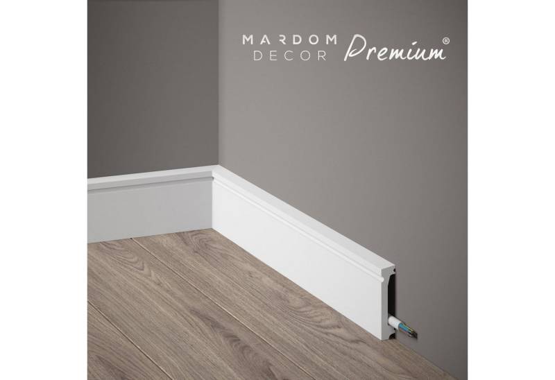 Mardom Sockelleiste MD028P Polyforce 13 x 60 x 2000 mm Weiß Premium lackiert Kabelkanal von Mardom