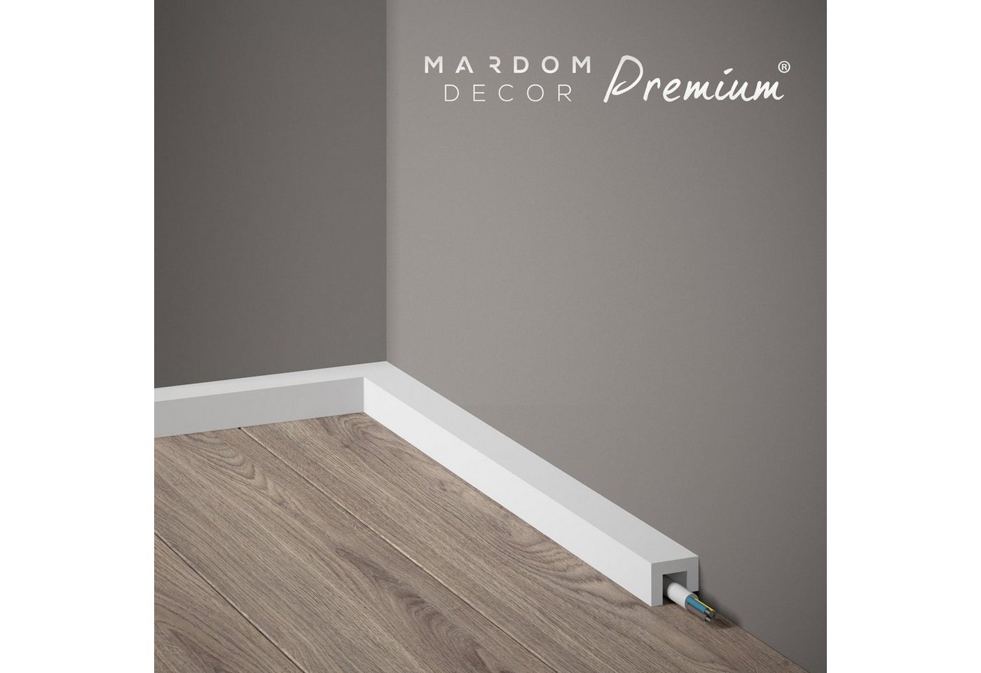 Mardom Sockelleiste QL021P Polyforce 25 x 20 x 2000 mm Weiß Fußleiste Premium lackiert von Mardom