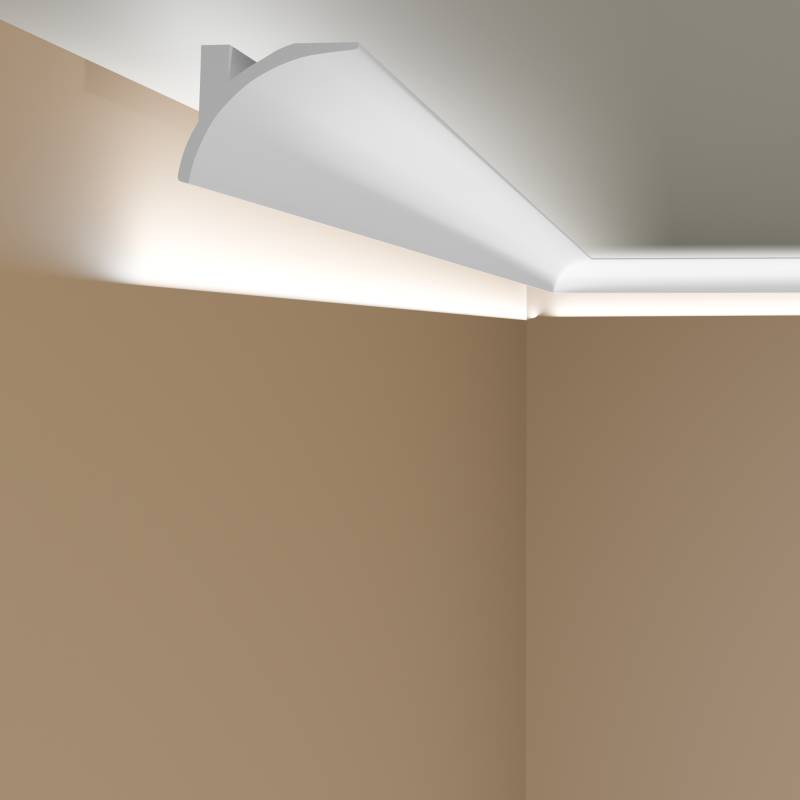 Mardom | Vorhangleiste "QL011" | PolyForce | 95 x 123 x 2000 mm | Styropor Deckenleiste | Weiß von Mardom