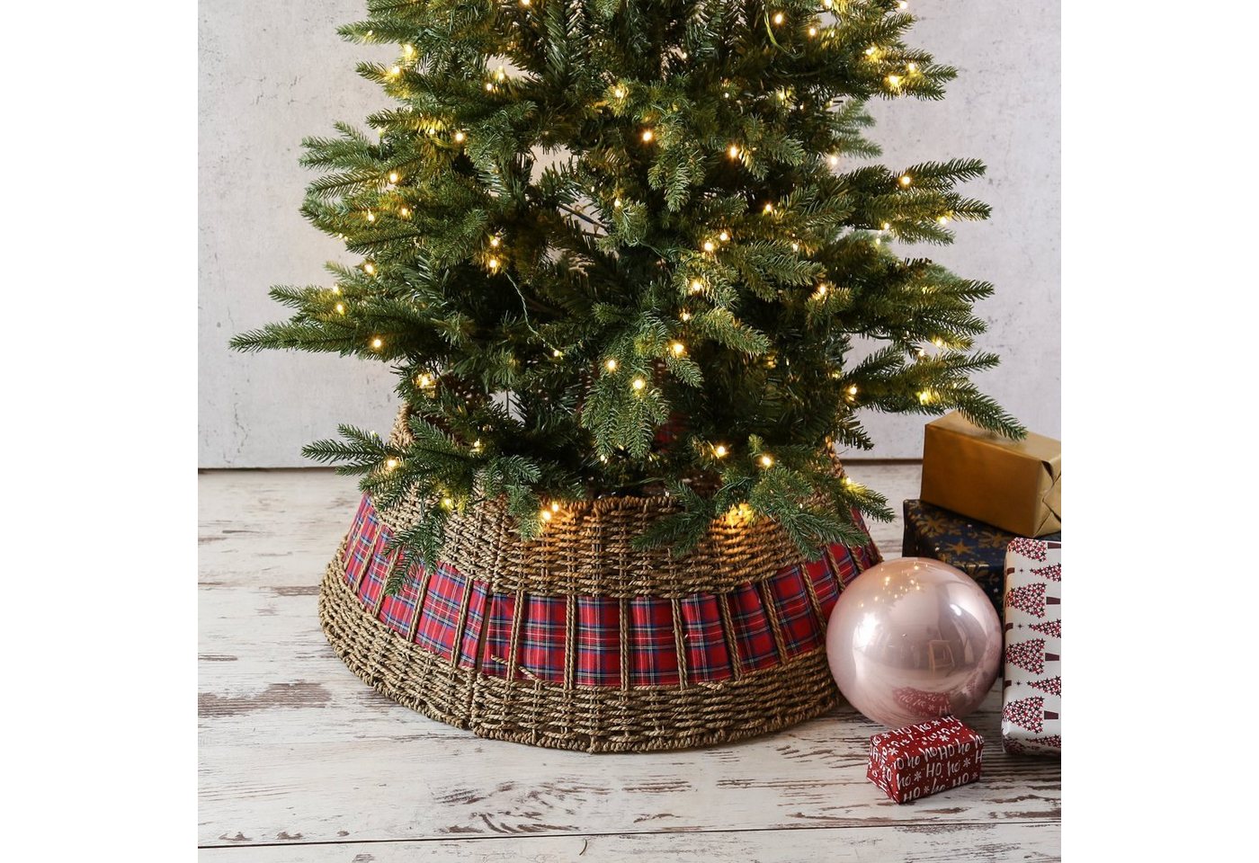 MARELIDA Christbaumständer Weihnachtsbaumring Korb Seegras Verkleidung Baumständer Rock D: 57cm (1-tlg) von MARELIDA