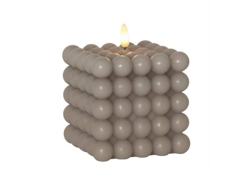 MARELIDA LED-Kerze Bubble Würfel Cube Kerze Echtwachs H: 12,5cm Timer grau (1-tlg) von MARELIDA