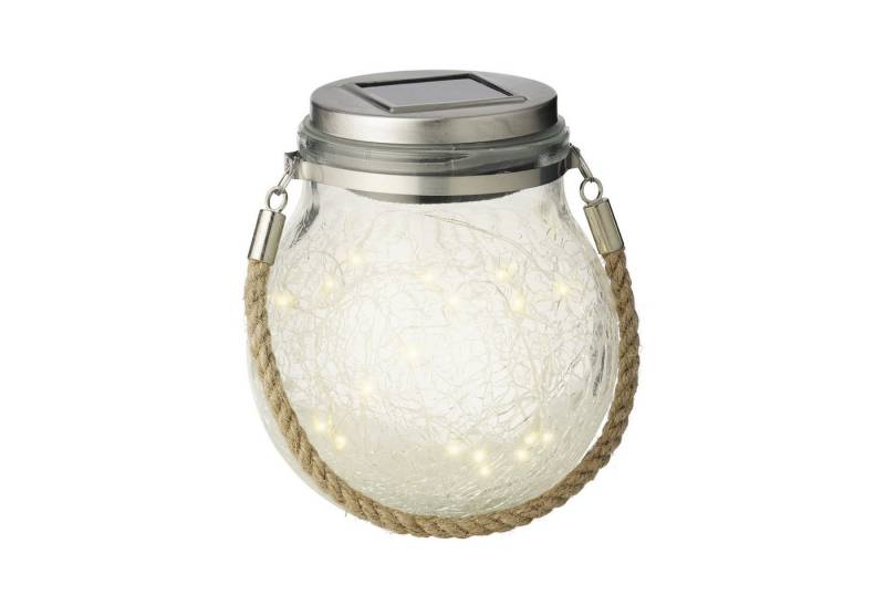 MARELIDA LED Solarleuchte LED Solar Glas mit Seil Blinkfunktion Bruchglas Glaskugel Lichtsensor, LED Classic, warmweiß (2100K bis 3000K) von MARELIDA