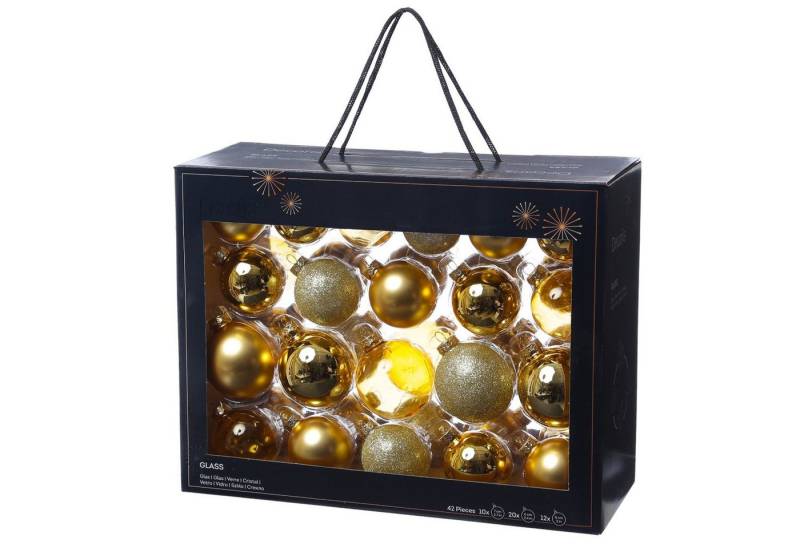 MARELIDA Weihnachtsbaumkugel Christbaumkugel Weihnachtskugel Glas glänzend matt gold 42 Stück (42 St) von Marelida