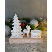 Weihnachts Deko Set, Tannenbaum, Kerzenhalter, Rentier, Geschenk, Weihnachten, Raysin, Holz, Dekoration, Mitbringsel Weihnachts Deko Set, Tannenbaum, Kerzenhalter, Rentier, Geschenk, Weihnachten, Raysin, Holz, Dekoration, Mitbringsel von MarengoBodensee