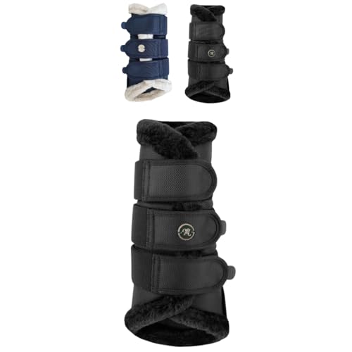 Marengos - Dressurgamaschen 1680D Comfort Light – Pferdegamaschen mit weichem Kunstfell, Klettverschlüssen & atmungsaktivem Mesh – Gamaschen für Pferde in Schwarz – Größe XL von Marengos