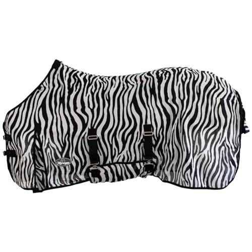 Marengos - Fliegendecke Zebra | feinmaschige Pferdedecke mit Bauch- & Schweiflatz | Schutz vor Insekten | mit Gehfalte & doppeltem Frontverschluss | Outdoor-Pferdedecke | 95 cm von Marengos