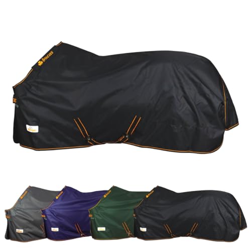 Marengos by Bucas - Weidedecke 1200D Irish Turnout | als Regendecke & Übergangsdecke | wasserdichte Outdoordecke mit Innenfutter & Kreuzbegurtung | Schwarz/Orange in Größe 155cm (ohne Füllung) von Marengos