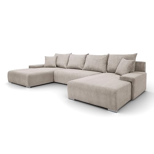 Margaret Hadas24 Ecksofa U Form Ecksofa Lauren 348x188 cm mit Schlaffunktion und Bettkasten, 5 Sitzer, Bettzeugablage, Big Sofa, Sofagarnitur Couch Schlafsofa Schlafcouch Sofa (beige) von Margaret Hadas24