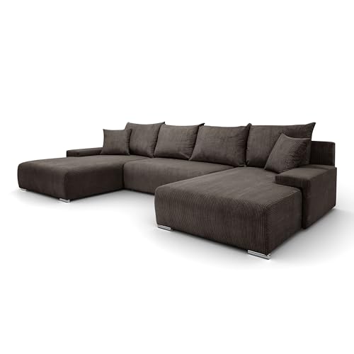 Margaret Hadas24 Ecksofa U Form Ecksofa Lauren 348x188 cm mit Schlaffunktion und Bettkasten, 5 Sitzer, Bettzeugablage, Big Sofa, Sofagarnitur Couch Schlafsofa Schlafcouch Sofa (braun) von Margaret Hadas24