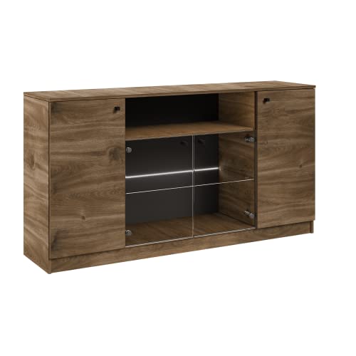 MargaretHadas24 Sideboard Kommode Wilma V 160 cm Glas Bar Schrank Schränke Regal Holz Möbel Wohnzimmer Wohnzimmerschrank Farbe: Brandy Castello von Margaret Hadas24