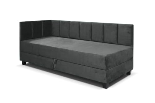 MargaretHadas24 Jugendbett Einzelbett Eryk Boxspringbett mit Matratze Kinderbett Bettkasten (100 x 200 cm, Links Paris 165 – grau) von Margaret Hadas24