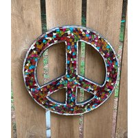 Mosaik-Peace-Zeichen/Wandkunst 12"/16" Rundes Symbol 70Er-Jahre-Dekor von Margarittasart