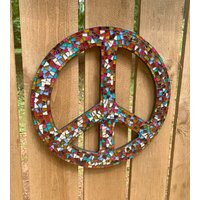 Mosaik Peace Zeichen 9"/ 12"/ 16" Rund Hippie von Margarittasart