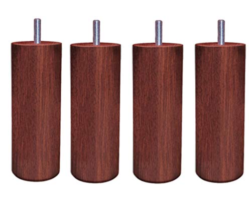 Bigcago Margot Chamäleon Zylinder Set 4 Füße für Lattenrost, Holz, Mahagoni, 5 x 5 x 18 cm von Bigcago