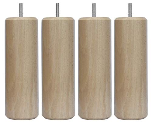 Margot Chamäleon Zylinder Set mit 4 Lattenrostfüßen, Holz, Natur lackiert, 7 x 7 x 30 cm von Margot