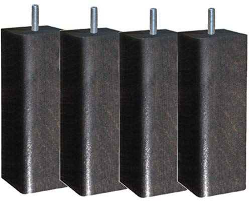 MARGOT Skandinavische Weichheit Quadratische Lattenrostfüße, 4 Stück, Eichenholz, Eiche grau, 6 x 6 x 17 cm von MARGOT
