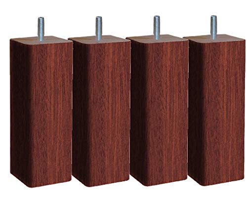 Margot – Douceur skandinavischen quadratisch Set 4 Füße für Lattenrost Holz 6 x 6 x 20 cm, Holz, Mahagoni, 6 x 6 x 20 cm von Margot