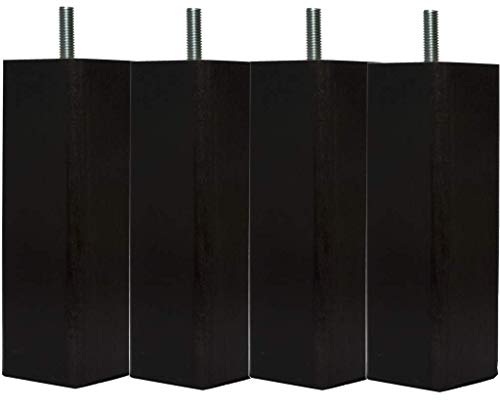 Margot – Douceur skandinavischen quadratisch Set 4 Füße für Lattenrost Holz 7 x 7 x 23 cm, Holz, schwarz, 7 x 7 x 23 cm von Margot